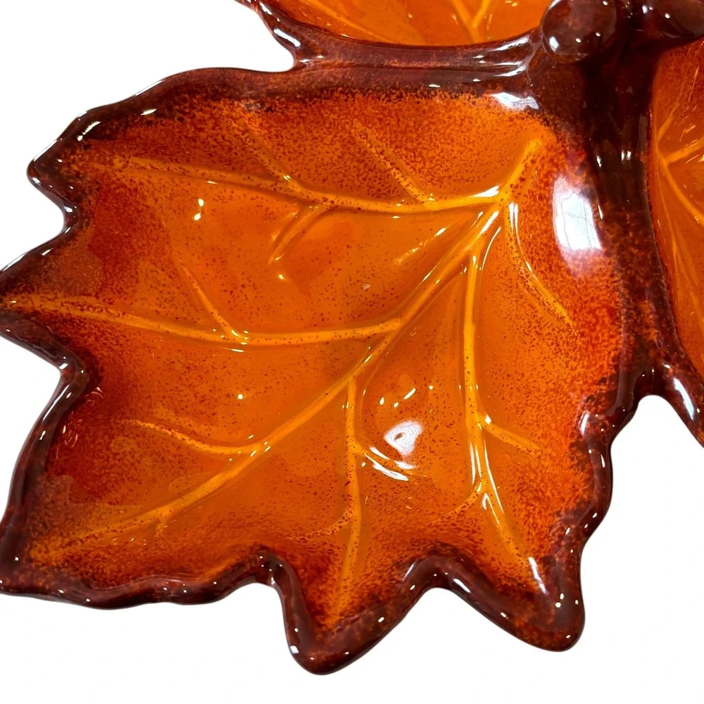Better Homes & Gardens Heritage Maple Leaf Divided Serving Dish Ceramic Retired